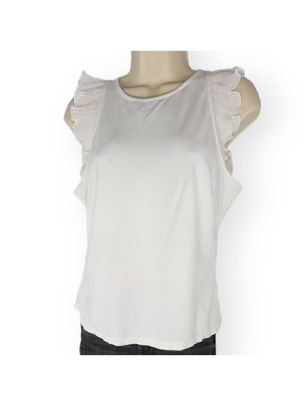 INC white ruffled sleeveless Top Medium